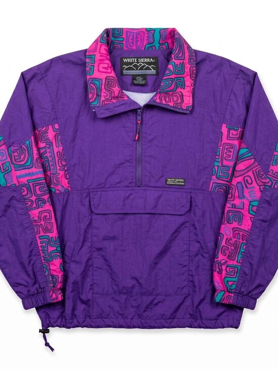 White Sierra Jackets & Blazers - White Sierra Vintage 90s Women L Pullover Windbreaker Purple Pink Aztec Rare 90s